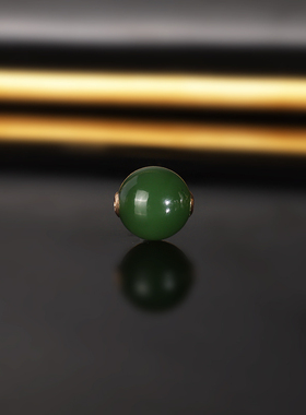 天然俄料碧玉散珠10mm 850号 18k镶嵌阳绿和田玉配珠单珠隔珠圆珠