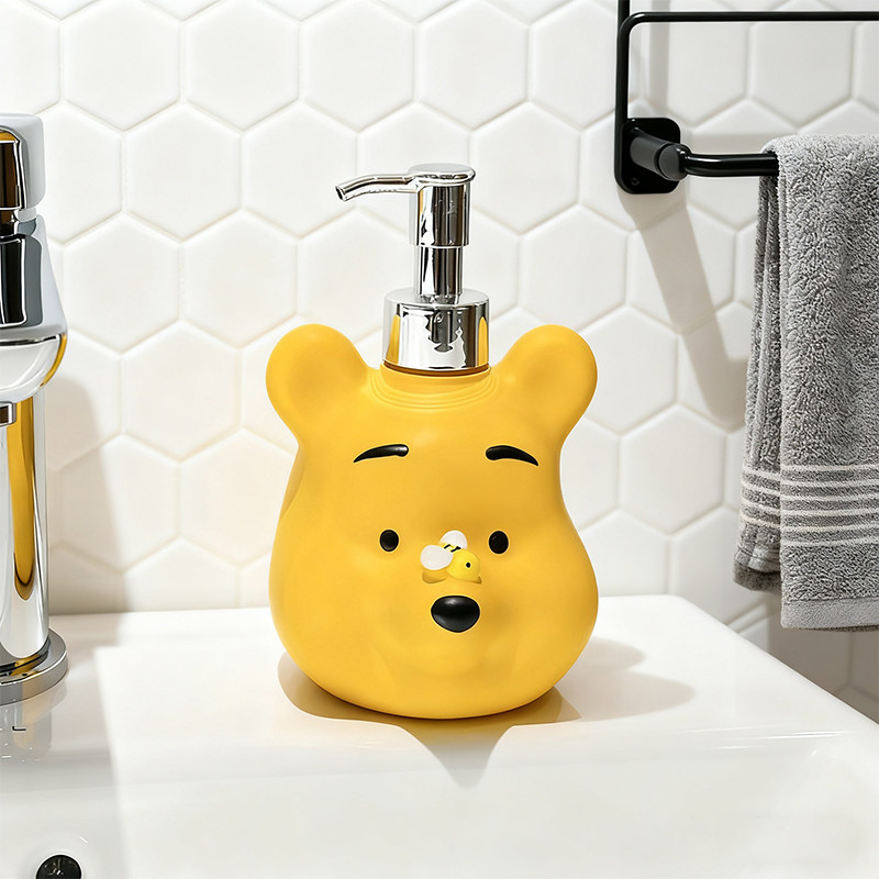 卡通可爱小能按压瓶乳液空瓶卫生间洗发水沐浴露分装瓶洗手液瓶子,淘宝优惠券,粉丝福利购,淘宝优惠卷