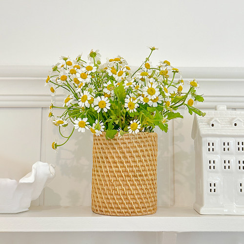 ins藤编花瓶摆件客厅插花创意情绪稳定花瓶高级感小众仿真干花器 - 图0