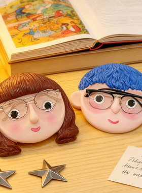 卡通可爱男女孩眼镜放置架摆件