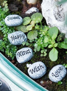 树脂迷你小石头多肉绿植盆景装饰