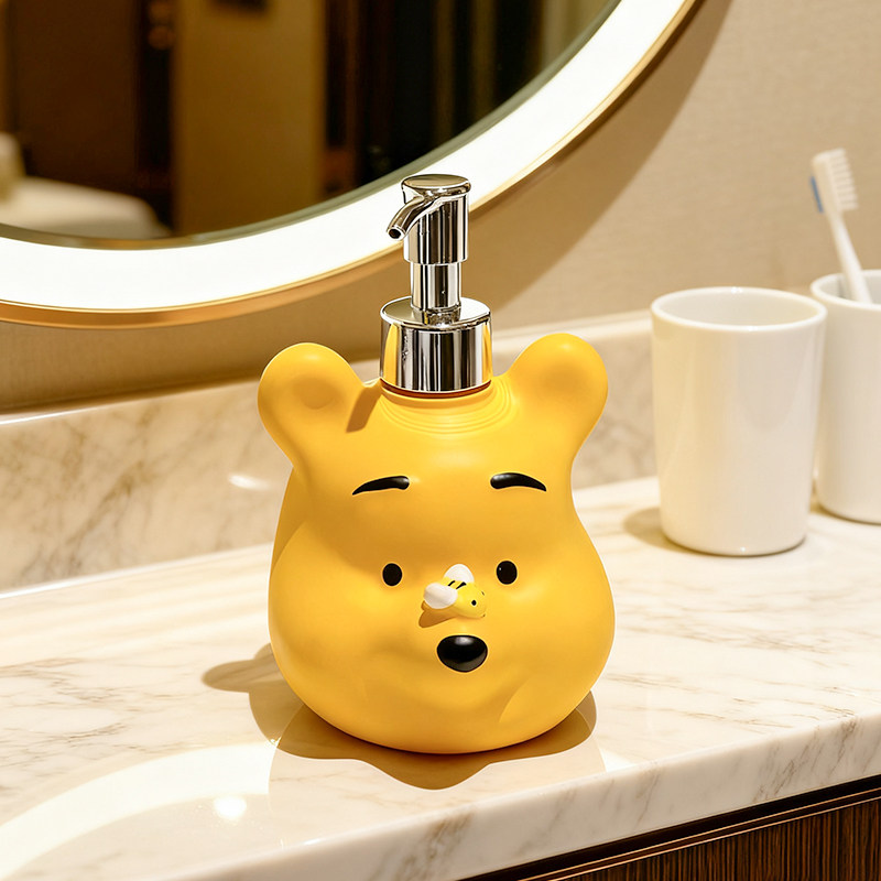 卡通可爱小能按压瓶乳液空瓶卫生间洗发水沐浴露分装瓶洗手液瓶子,淘宝优惠券,粉丝福利购,淘宝优惠卷