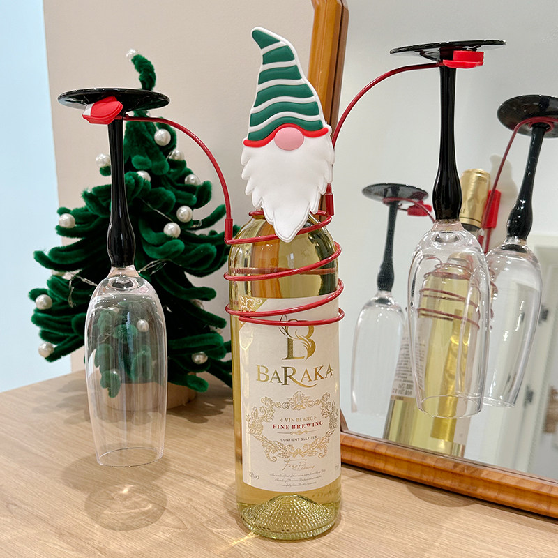 圣诞老人红酒杯架子装饰摆件家居创意倒挂高脚杯节日氛围布置礼物