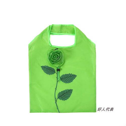 T190玫瑰花便携环保袋折叠玫瑰花购物袋单肩手提收纳袋时尚买菜包 - 图3