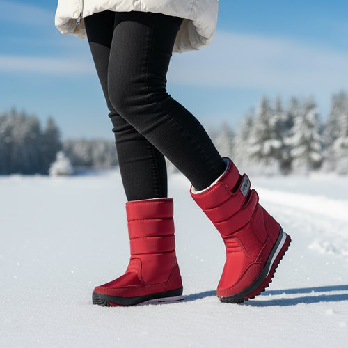 冬季女鞋防水雪地棉中筒靴加厚雪地靴女保暖雪地鞋棉鞋平底短靴女 - 图0