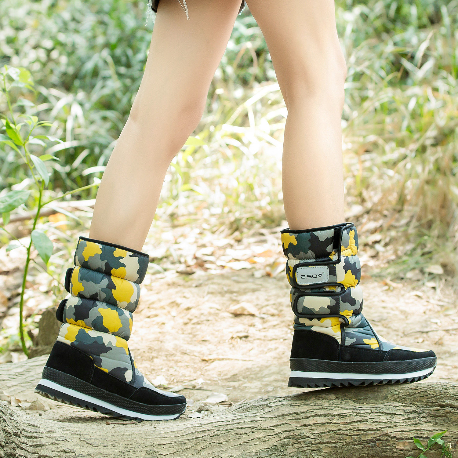 冬季新款迷彩雪地鞋羊毛加厚保暖中筒棉靴防水防滑雪地靴女靴子潮,淘宝优惠券,粉丝福利购,淘宝优惠卷