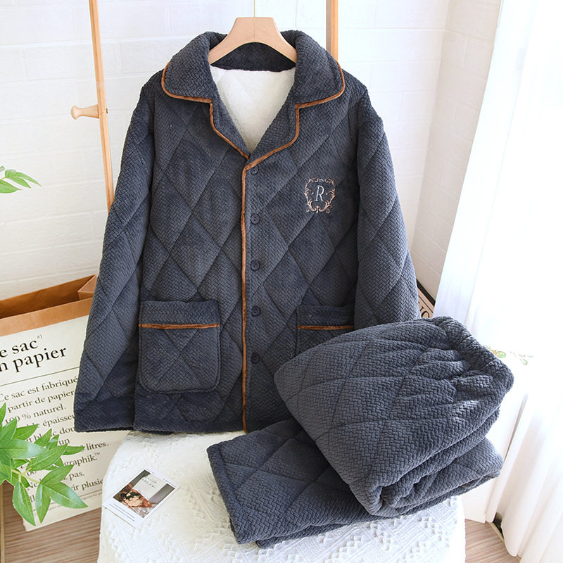 睡衣男款冬季三层夹棉2025新款冬天珊瑚绒加绒加厚家居服套装,淘宝优惠券,粉丝福利购,淘宝优惠卷