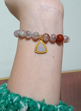 天然黑金超七南红手串女款好运手链礼品饰品国风