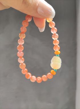 天然冰飘南红搭配盐源绯红貔貅开学季送闺蜜礼物室友