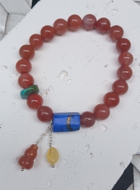 天然9mm南红青金石手链女款手串时尚百搭饰品礼物送女友闺蜜