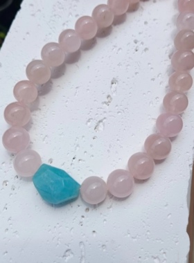 天然10mm粉水晶天河石项链女款时尚百搭饰品送女友闺蜜生日礼物