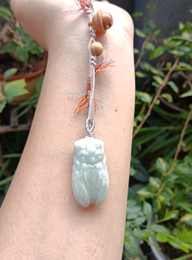 天然和田玉蝉一鸣惊人吊坠女款项链毛衣链颈链配饰礼物原创款