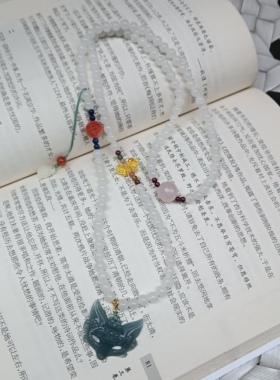 天然新疆和田白玉毛衣链项链女款颈链时尚百搭饰品礼物送女友闺蜜