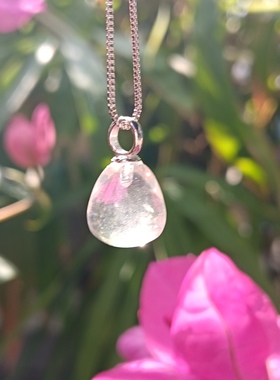 天然白水晶吊坠S925银项链女款锁骨链颈链配饰礼物原创款