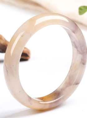 正品新疆和田金丝玉桃花酿手镯天然玉镯子飘花佘太翠玉石送妈妈