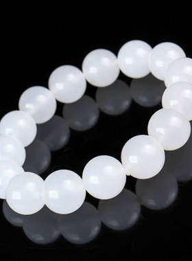 天然新疆白玉高冰金丝玉白玉手串卡 14冰底料玉石珠子单圈批发