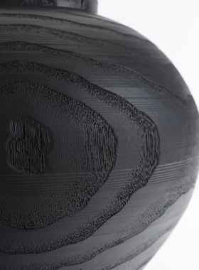 轻奢黑色圆肚花瓶桌面树脂工艺品摆件家居客厅装饰办公室高级感