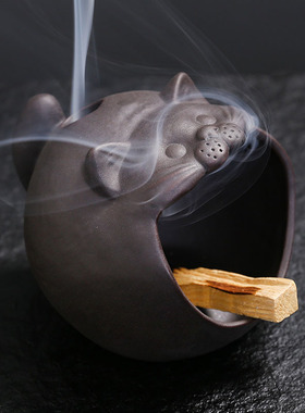 跨境陶瓷秘鲁木燃烧器圣木架鼠尾草托盘香薰熏香炉家居装饰品摆件