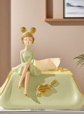 工厂代发泡泡女孩纸巾盒家居客厅玄关卧室橙粉绿色抽纸盒桌面摆件