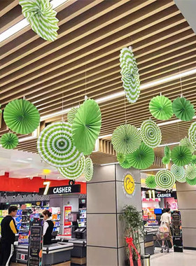 商场店铺装饰橱窗挂件纸扇花吊饰