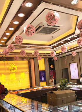 珠宝店氛围装饰吊顶仿真花球