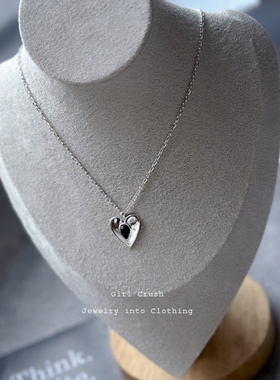 【特价不退换】原创设计925纯银黑玛瑙爱心项链女ins小众高级感