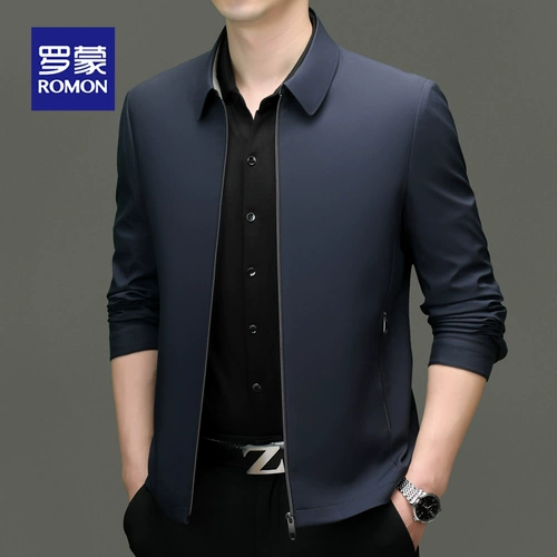 Ромон средних лет Мужская лацкатная куртка 2025 Весна Ведущая кадра хлопчатобу