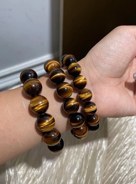 保真收藏级原矿黄虎眼石散珠圆珠隔珠金刚星月菩提配饰佛珠配件