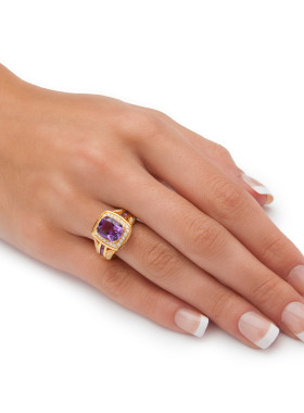 紫水晶立方氧化锆戒指美国代购