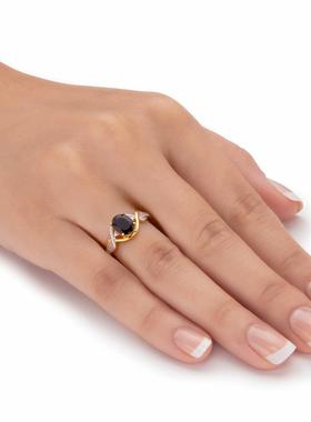 玛瑙钻石925银镀18k黄金双色戒指