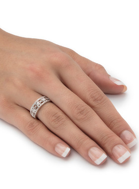 立方氧化锆925银镂空女士戒指