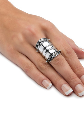 925银波西米亚风复古雪茄戒指