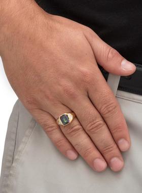 火彩托帕石钻石925银镀18k金戒指