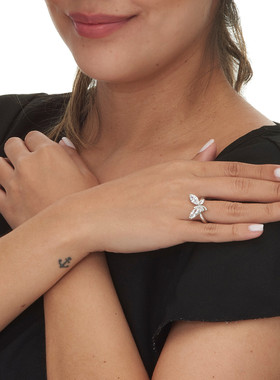 立方氧化锆925银前卫蜻蜓女戒指