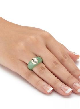 绿色翡翠托帕石复古女士戒指