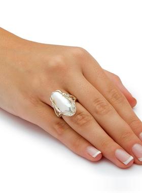 珍珠母贝托帕石复古女士戒指