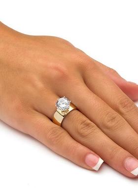 立方氧化锆925银订婚戒指