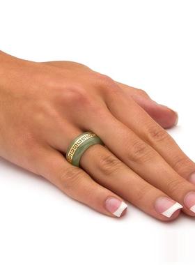 翡翠希腊回纹金玉满堂女士戒指