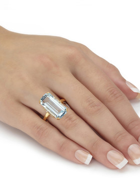 黄玉925银镀18k黄金女鸡尾酒戒指