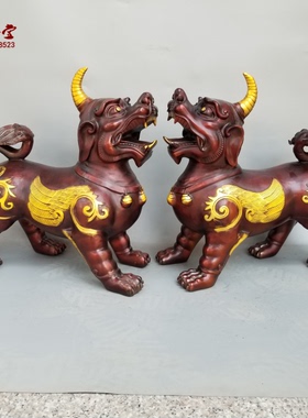 大号铜貔貅天禄复古鎏花独角兽