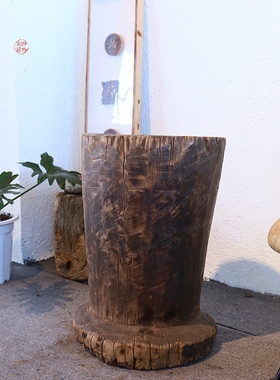 庭院实木肉肉盆栽大叶画桶花器