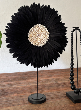 夏日。东南亚手工羽毛贝壳装饰摆件民宿样板房玄关室内家居装饰品