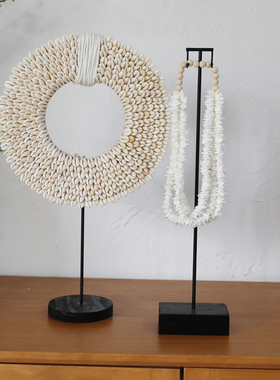 客厅装饰桌面北欧风贝壳羽毛