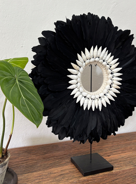 原创设计羽毛贝壳桌面摆件