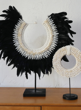 天然贝壳民宿装饰品羽毛ins风