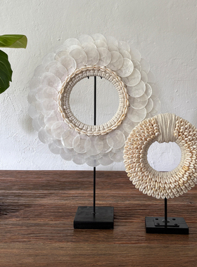 苍兰。东南亚风天然贝壳手工家居饰品民宿样板房玄关桌面摆件装饰