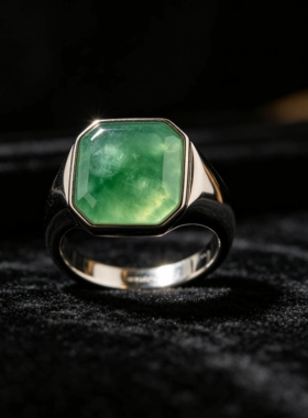 定制复古男戒Custom Jewelry 925 Silver18K金镶嵌Jadeite港澳台