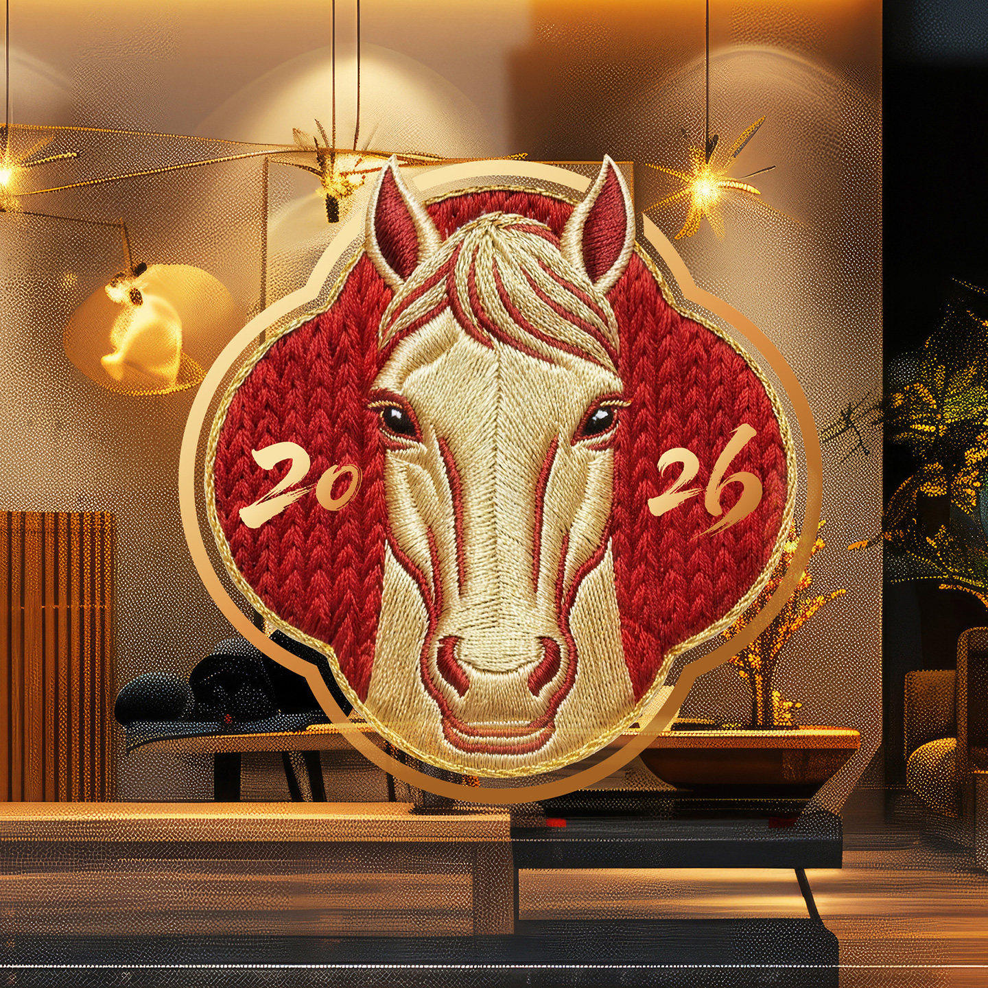 金色刺绣风格马头玻璃门贴马年别致剪纸窗花2026迎春男装店门头贴,淘宝优惠券,粉丝福利购,淘宝优惠卷