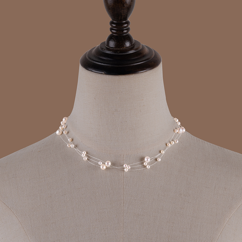 丹姐饰品天然淡水珍珠项链时尚透明鱼线小香风锁骨链925纯银XL148 - 图2