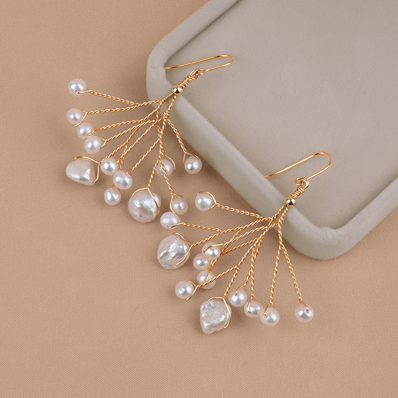 丹姐饰品925纯银耳坠天然淡水珍珠耳环长款气质耳饰日韩风格EH012 - 图0